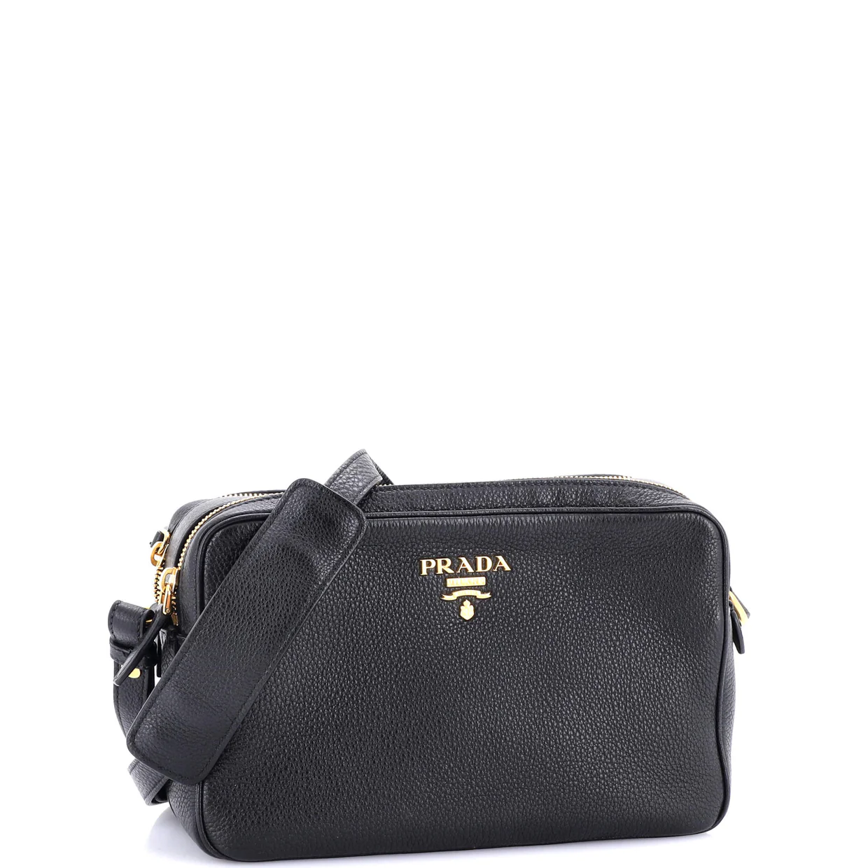 Double Zip Camera Bag Vitello Phenix Medium - Deep Luxury