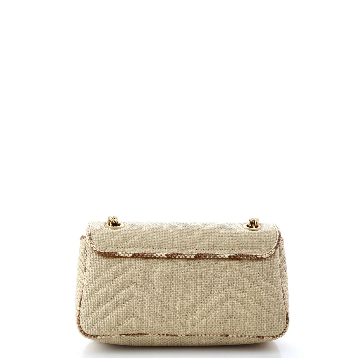 GG Marmont Flap Bag Matelasse Raffia with Snakeskin Small - Deep Luxury