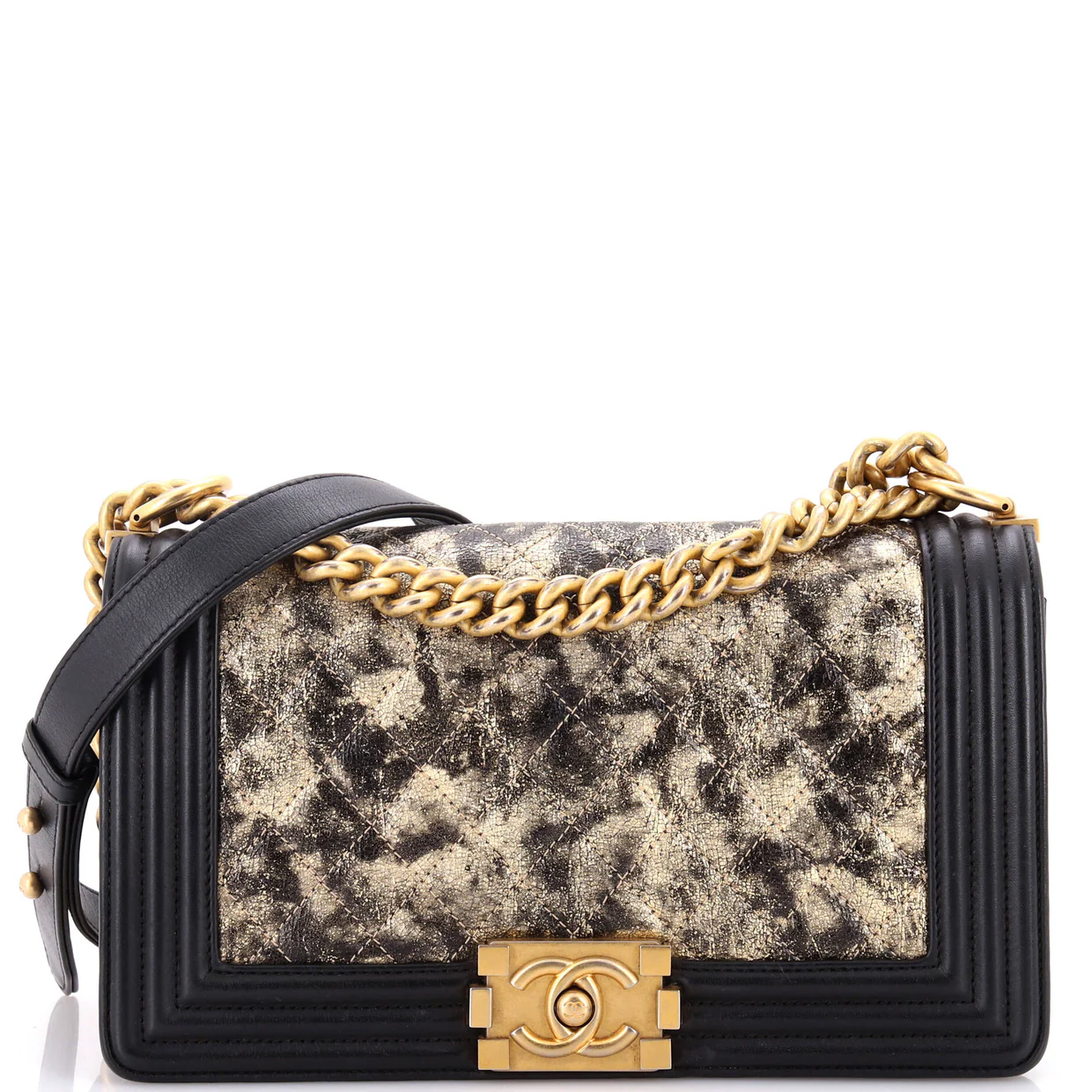 Boy Flap Bag Quilted Metallic Crumpled Goatskin Old Medium - Deep Luxury