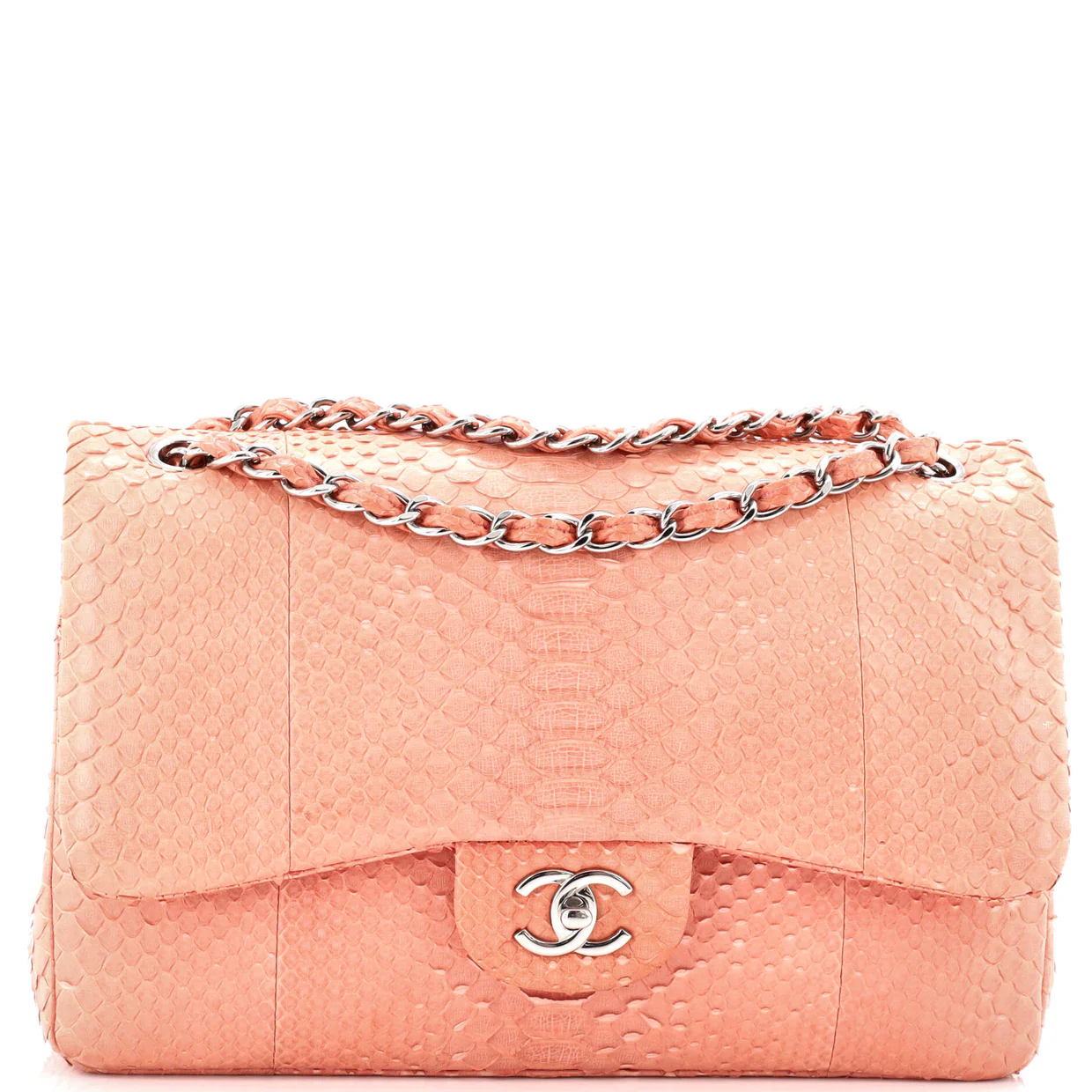Classic Double Flap Bag Python Jumbo - Deep Luxury