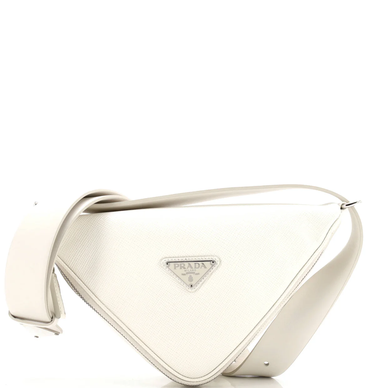 Triangle Logo Zip Around Shoulder Bag Saffiano Leather - Deep Luxury