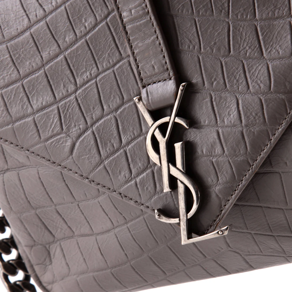 Classic Monogram College Bag Crocodile Embossed Leather Medium - Deep Luxury