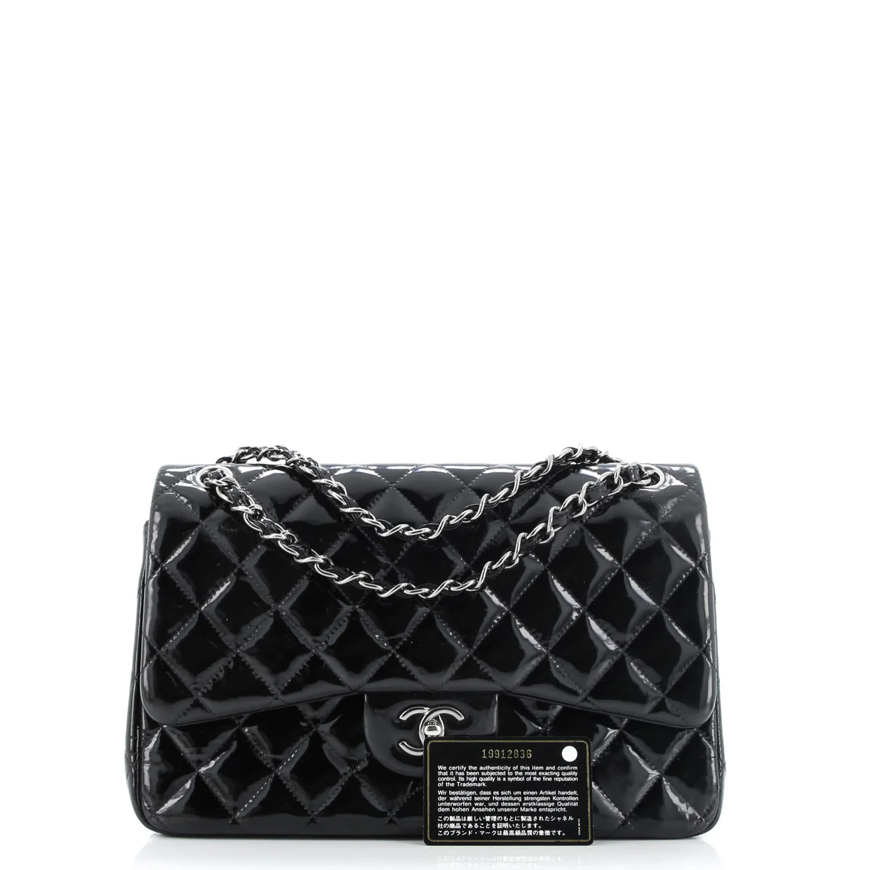 Classic Double Flap Bag Quilted Patent Jumbo - Deep Luxury