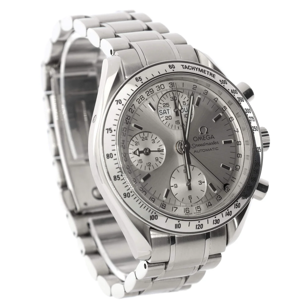 Speedmaster Day-Date Chronograph Automatic Watch Stainless Steel 39 - Deep Luxury