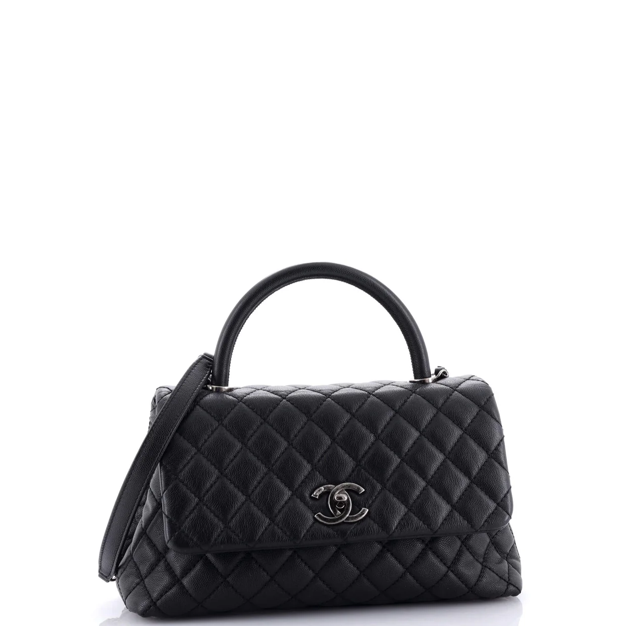 Coco Top Handle Bag Quilted Caviar Small - Deep Luxury