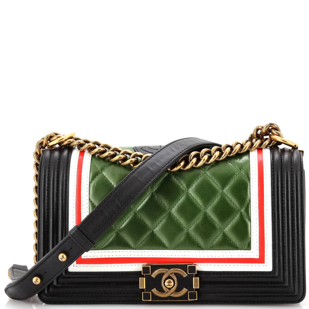 Crest Boy Flap Bag Quilted Lambskin Old Medium - Deep Luxury