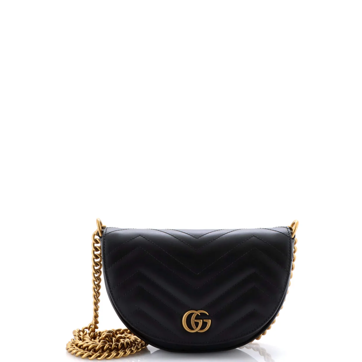 GG Marmont Half Moon Flap Crossbody Bag Matelasse Leather Mini - Deep Luxury