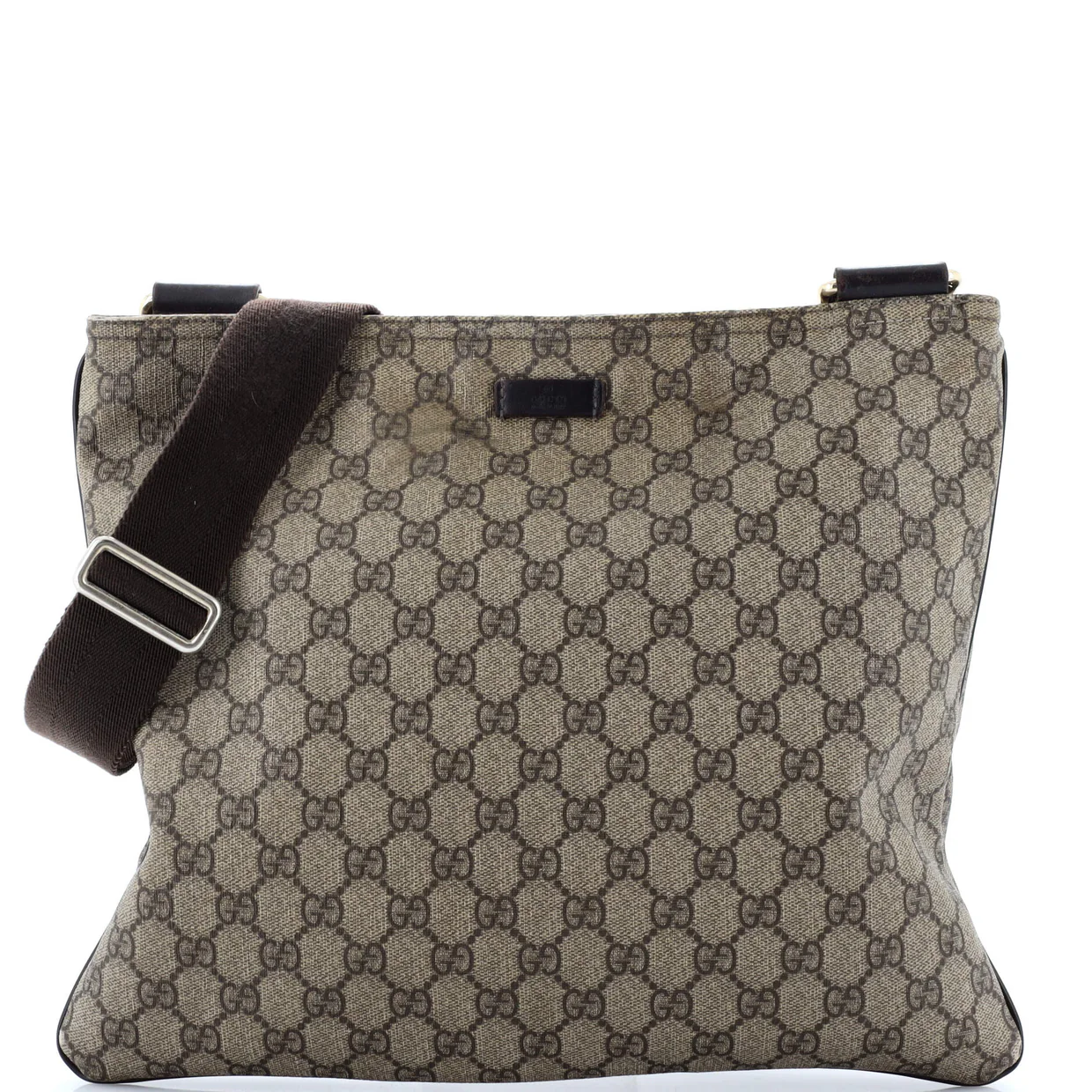 Zip Top Messenger Bag GG Coated Canvas Large - Deep Luxury