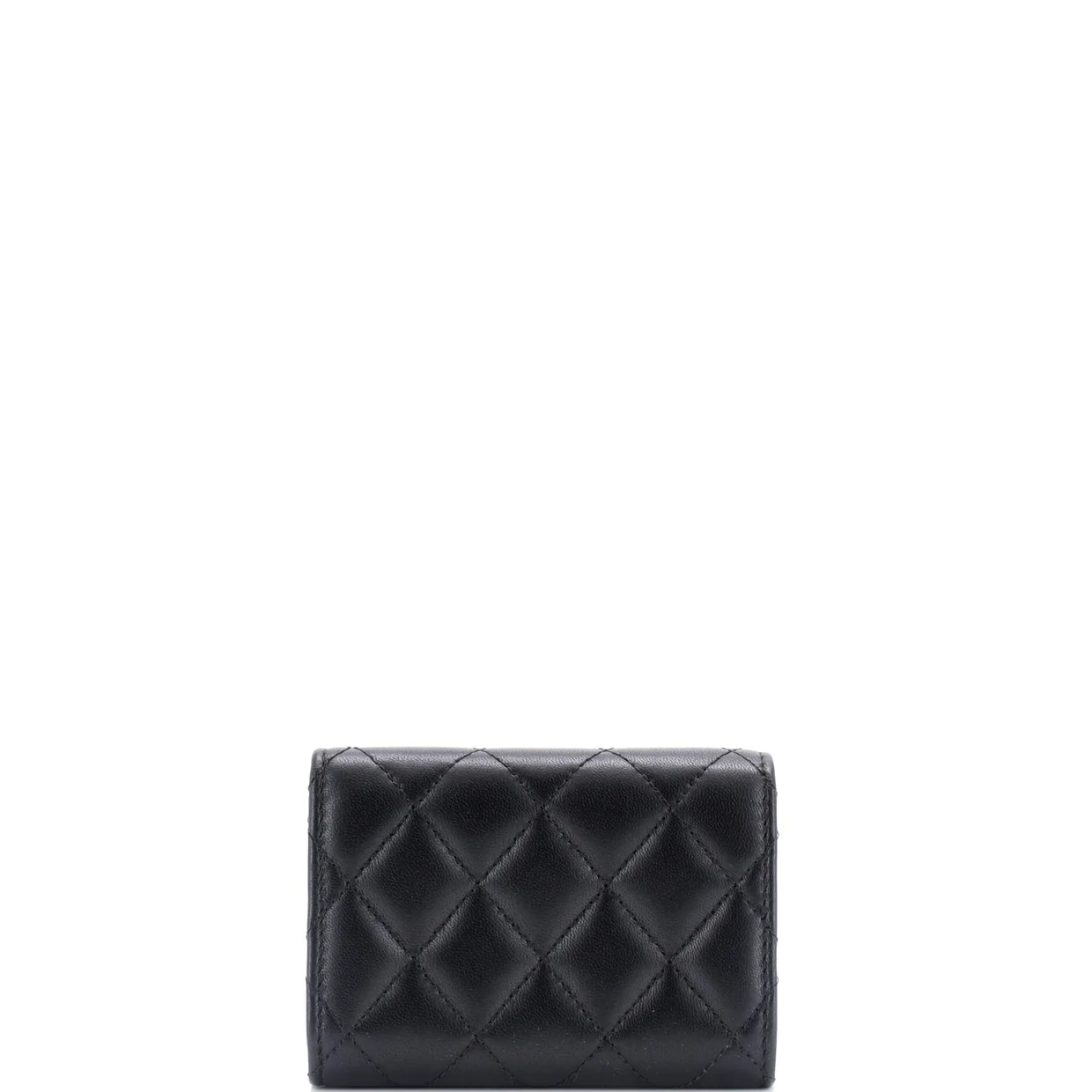 CC Pearl Trifold Flap Wallet Quilted Lambskin Small - Deep Luxury