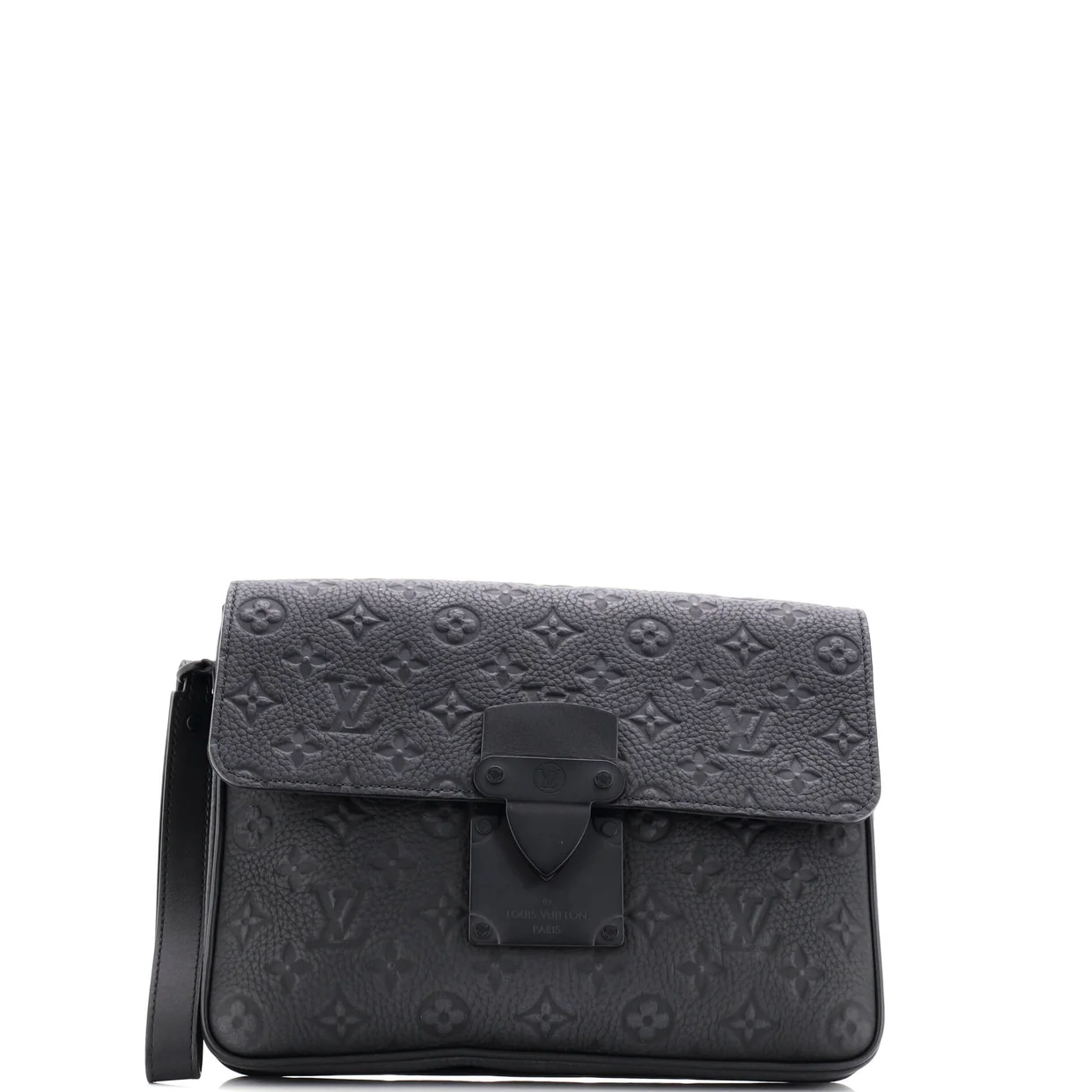 S Lock Clutch Bag Monogram Taurillon Leather - Deep Luxury