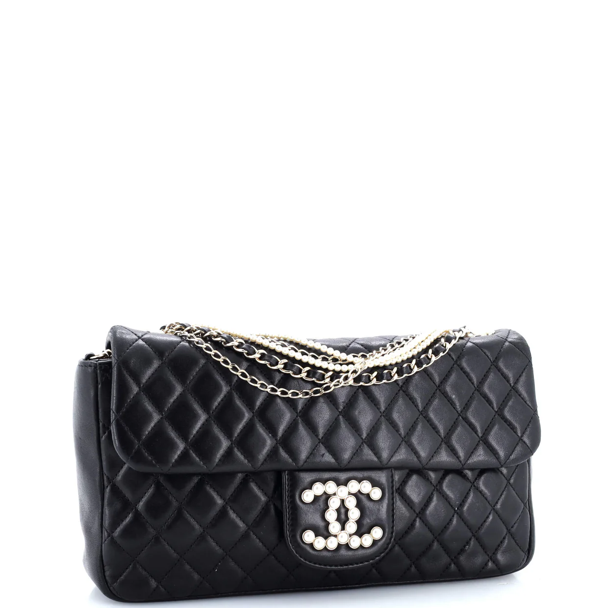Westminster Pearl Chain Flap Bag Quilted Lambskin Medium - Deep Luxury