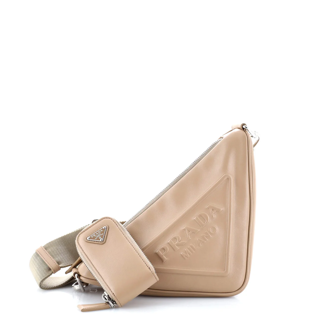 Triangle Logo Zip Crossbody Bag Leather Small - Deep Luxury