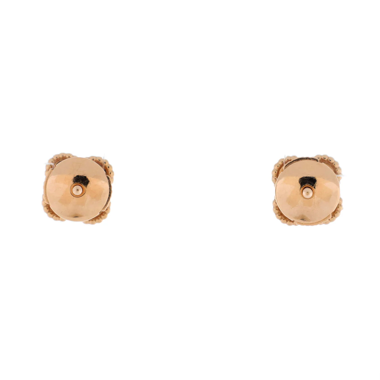 Sweet Alhambra Stud Earrings 18K Rose Gold and Carnelian - Deep Luxury