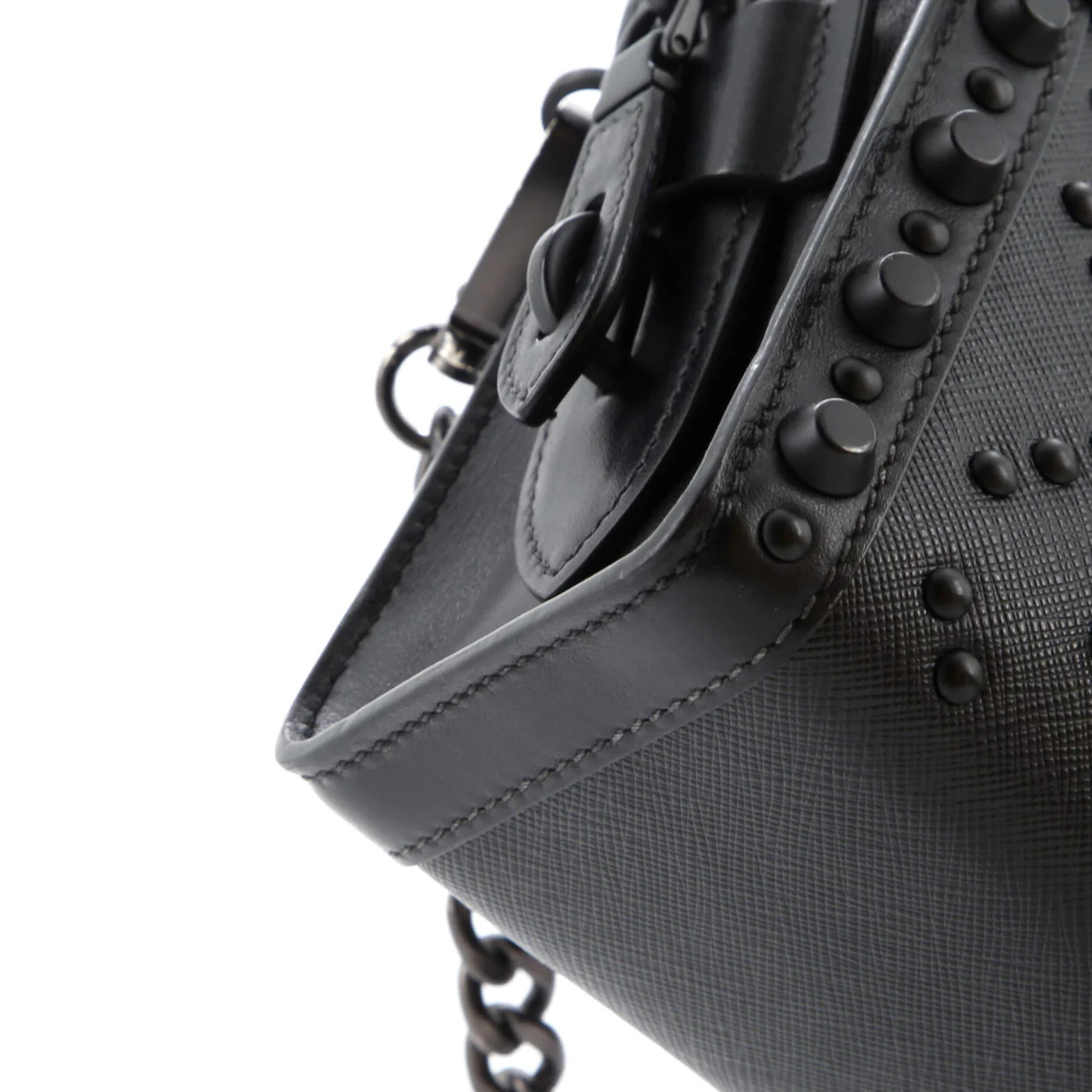 Esplanade Crossbody Bag Studded Saffiano and City Calf Small - Deep Luxury