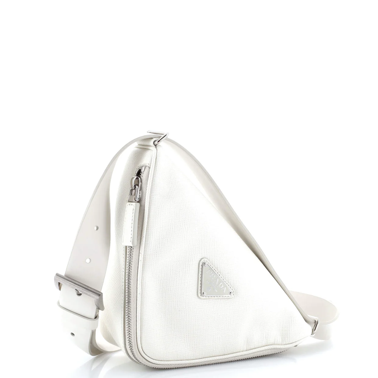 Triangle Logo Zip Around Shoulder Bag Saffiano Leather - Deep Luxury