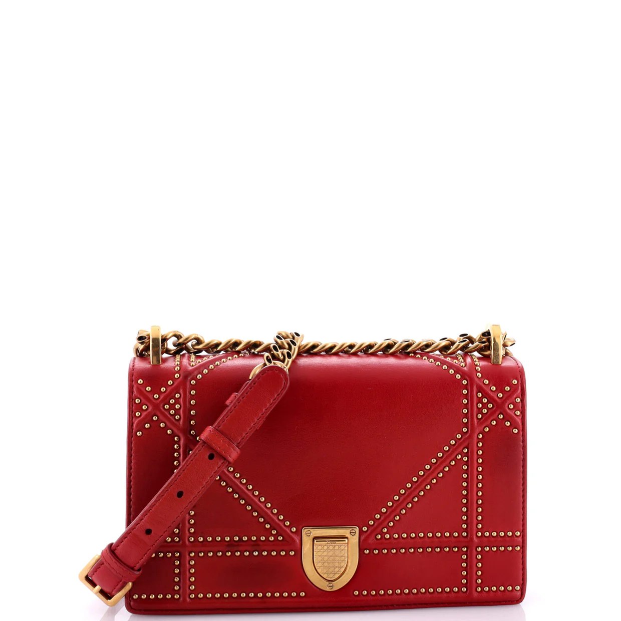 Diorama Flap Bag Studded Leather Small - Deep Luxury