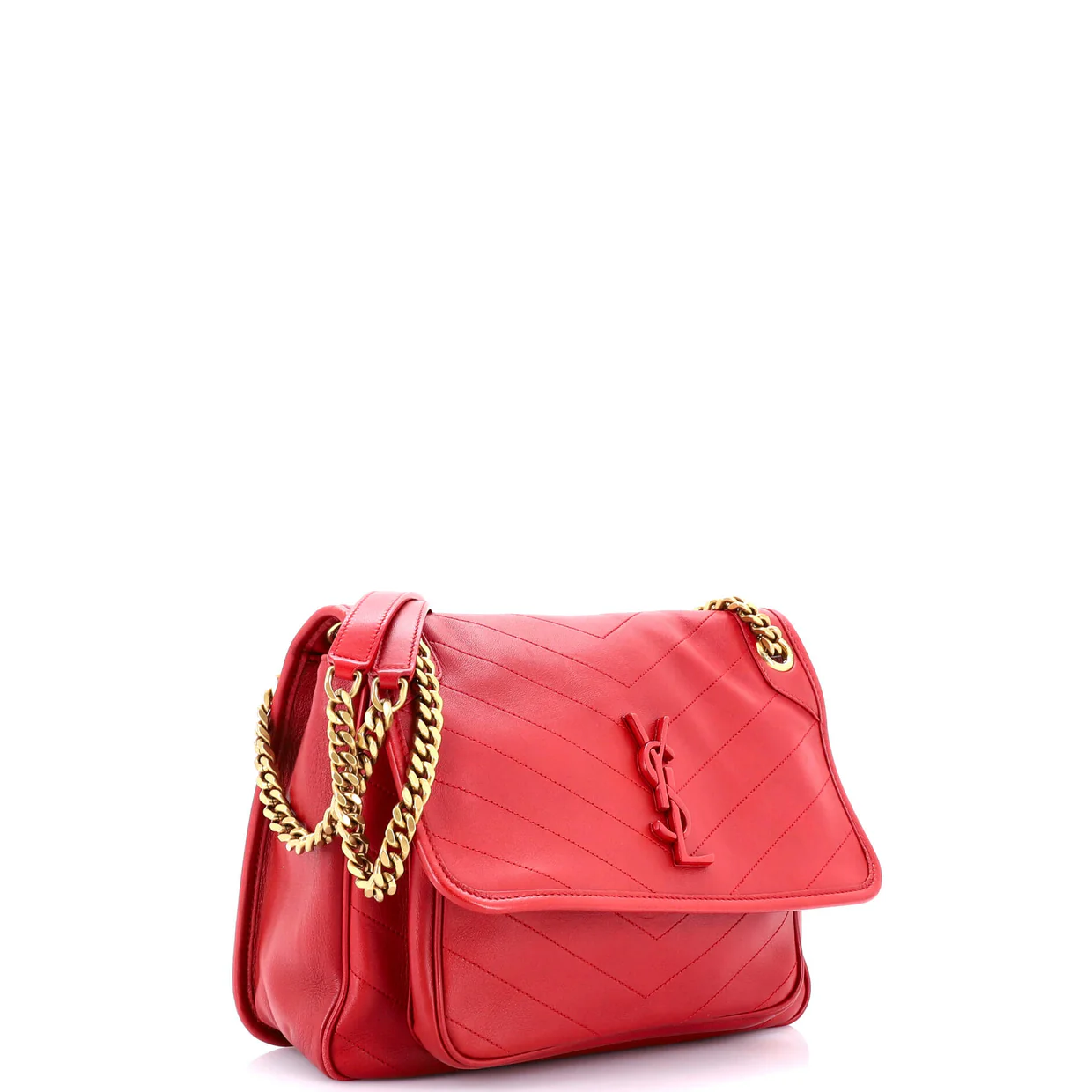 Niki Chain Flap Bag Matelasse Chevron Leather Medium - Deep Luxury