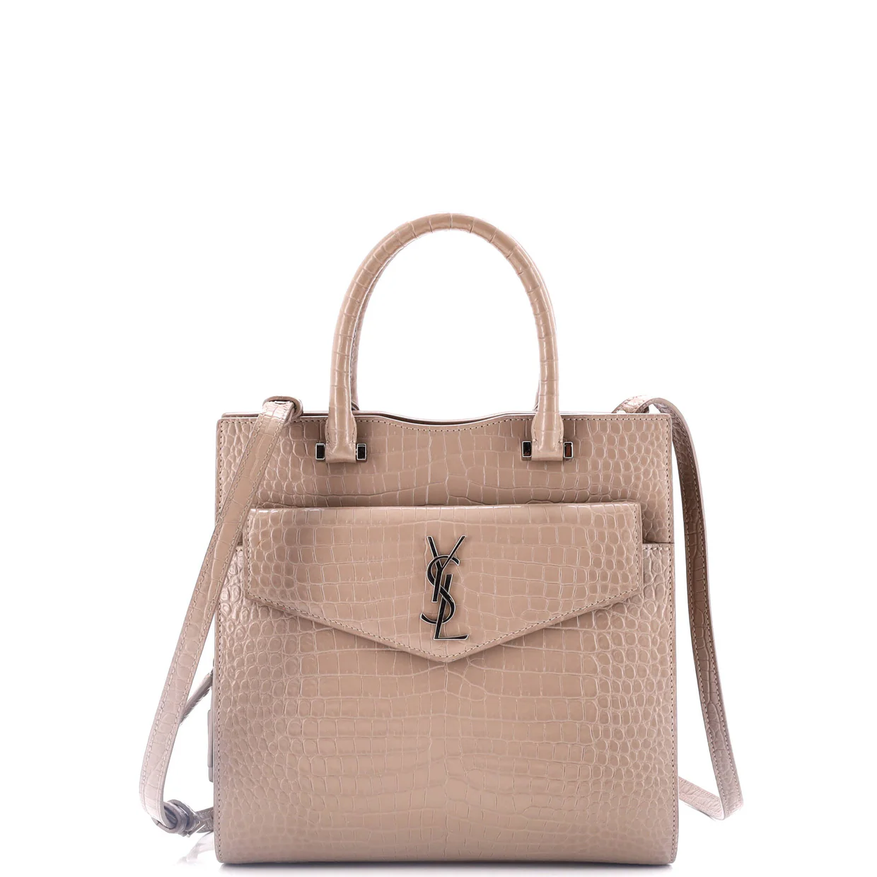 Uptown Tote Crocodile Embossed Leather Small - Deep Luxury