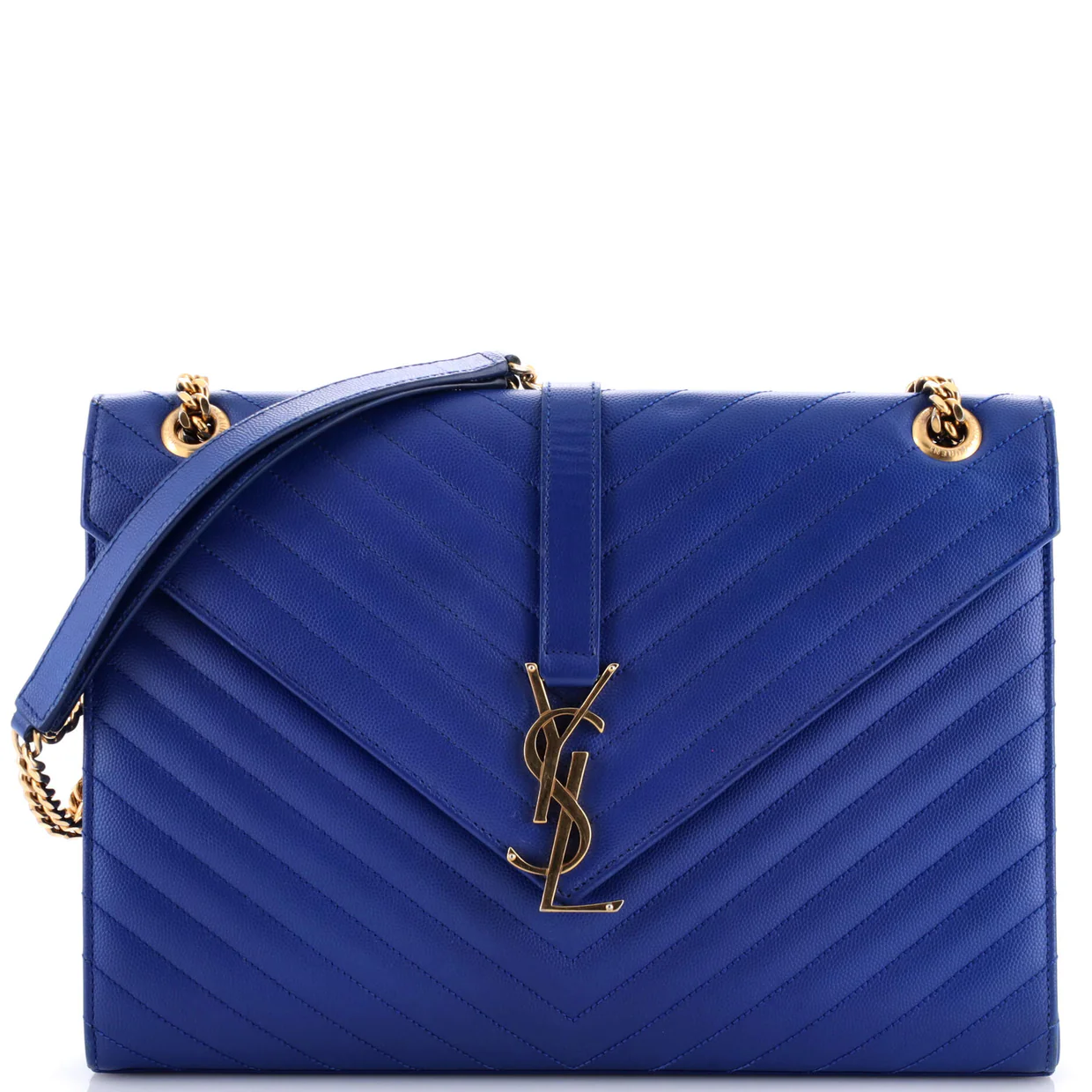 Classic Monogram Envelope Satchel Matelasse Chevron Leather Large - Deep Luxury