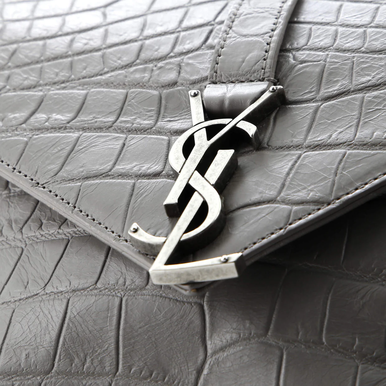 Classic Monogram College Bag Crocodile Embossed Leather Medium - Deep Luxury