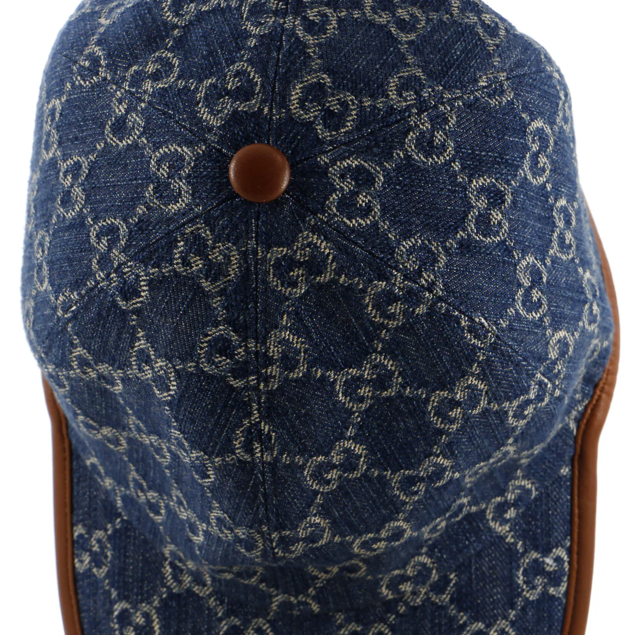 Baseball Cap GG Denim with Leather - Deep Luxury