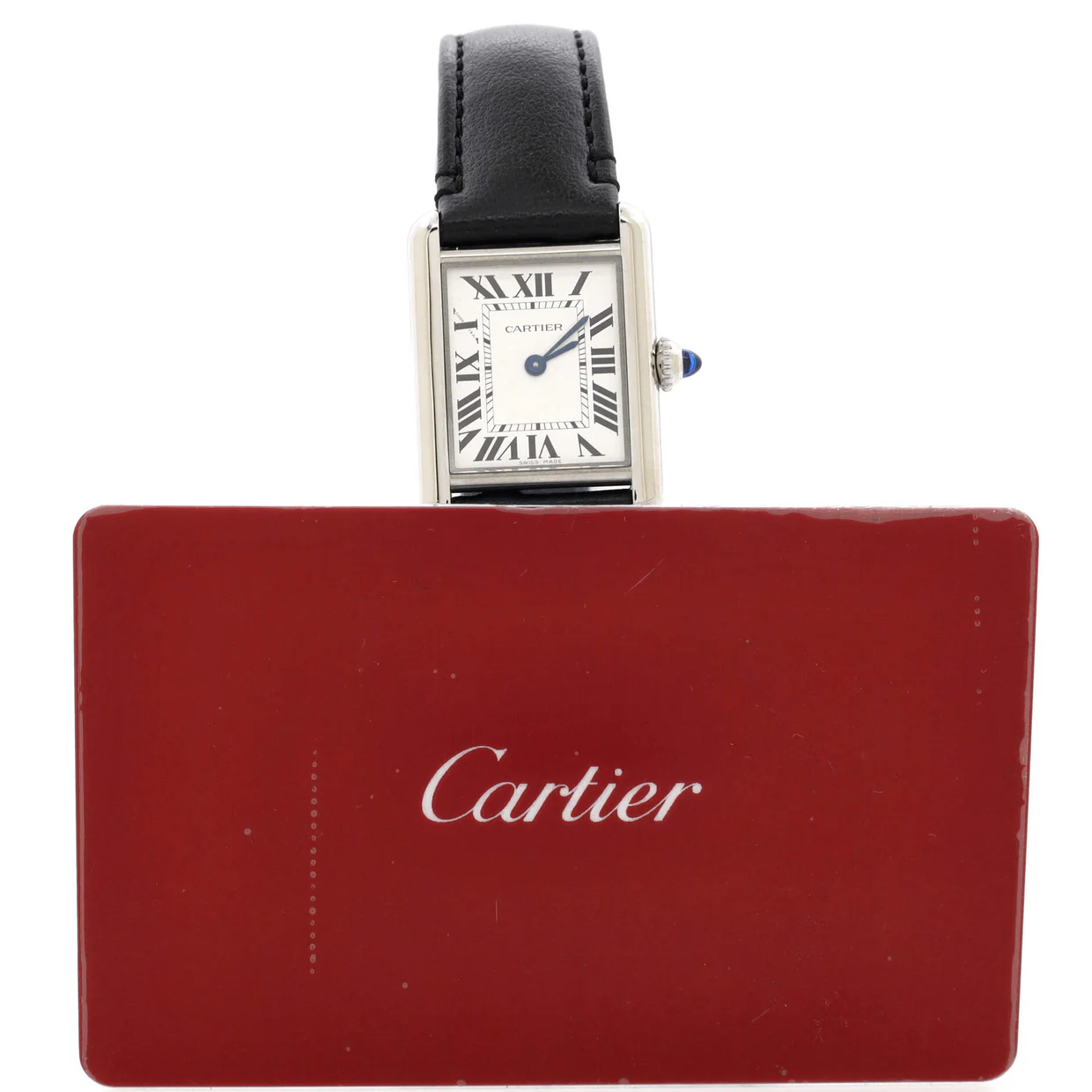Must de Cartier SolarBeat Tank Quartz Watch Stainless Steel and Leather 22 - Deep Luxury
