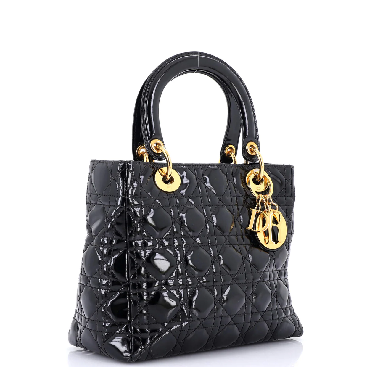 Vintage Lady Dior Bag Cannage Quilt Patent Medium - Deep Luxury