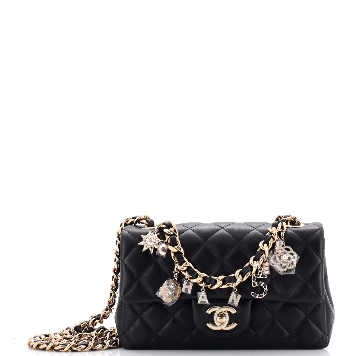 Coco Charms Classic Single Flap Bag Quilted Lambskin Mini - Deep Luxury