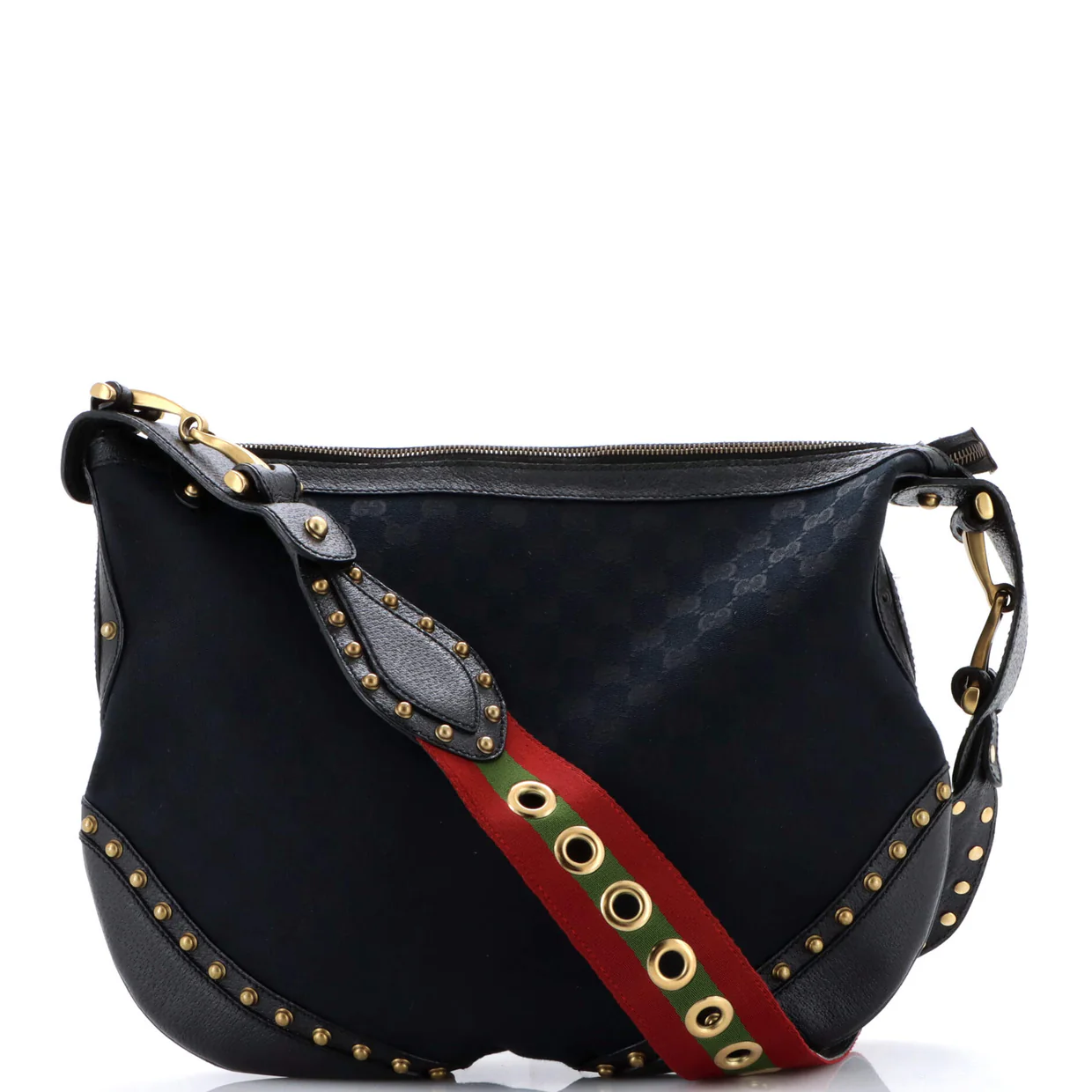 Pelham Web Hobo Studded GG Canvas Medium - Deep Luxury