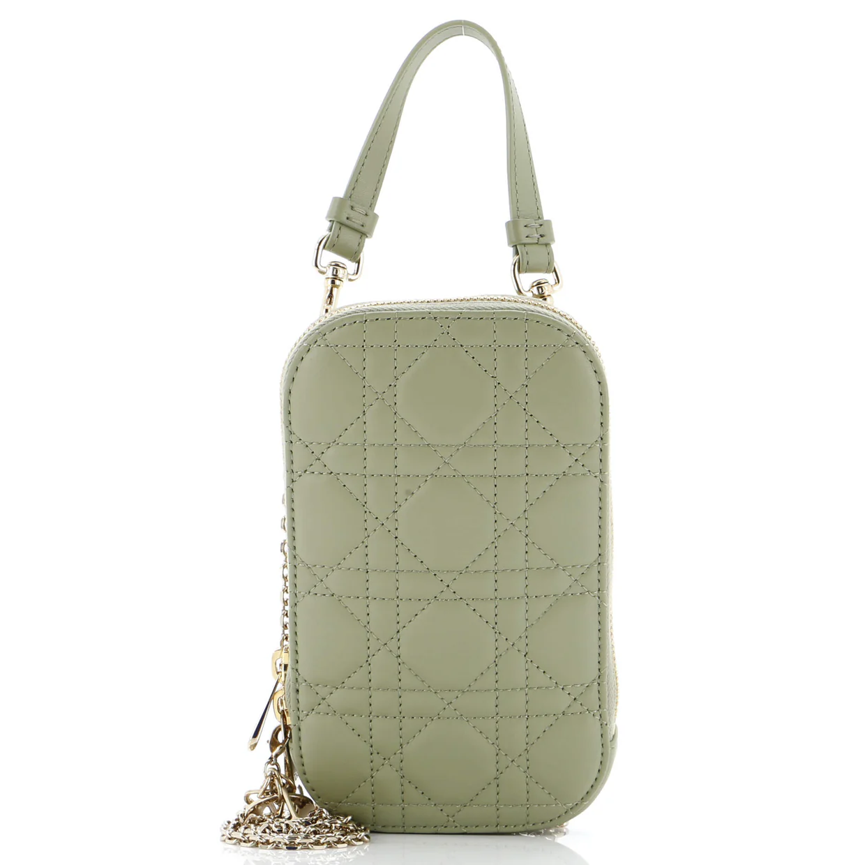 Lady Dior Phone Holder on Chain Cannage Quilt Lambskin - Deep Luxury