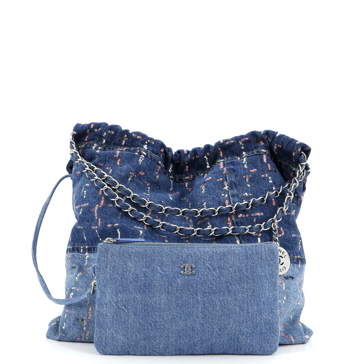 22 Chain Hobo Denim with Sequins Medium - Deep Luxury