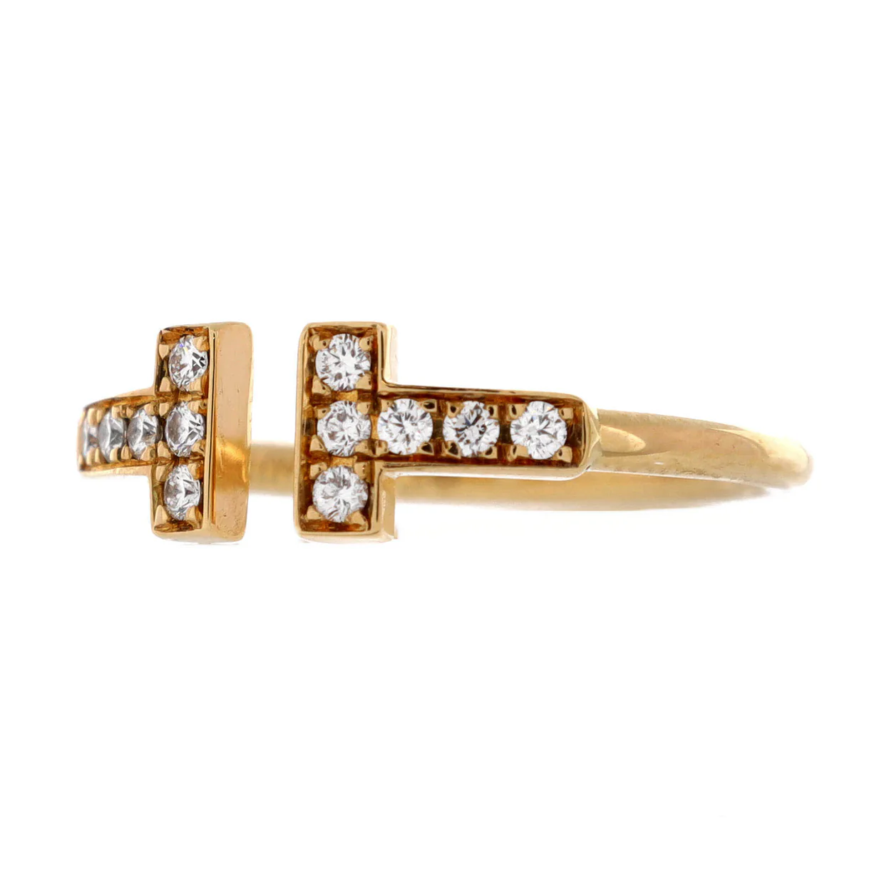 T Wire Ring 18K Yellow Gold with Diamonds - Deep Luxury
