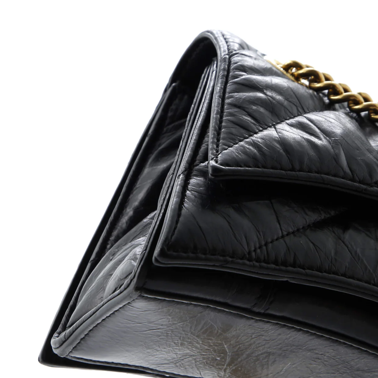 Crush Chain Flap Bag Quilted Crushed Calfskin Small - Deep Luxury