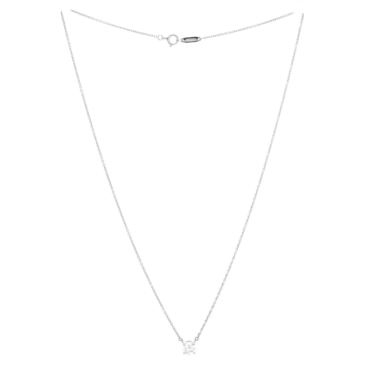 Solitaire Pendant Necklace Platinum with RBC Diamond .61CT - Deep Luxury