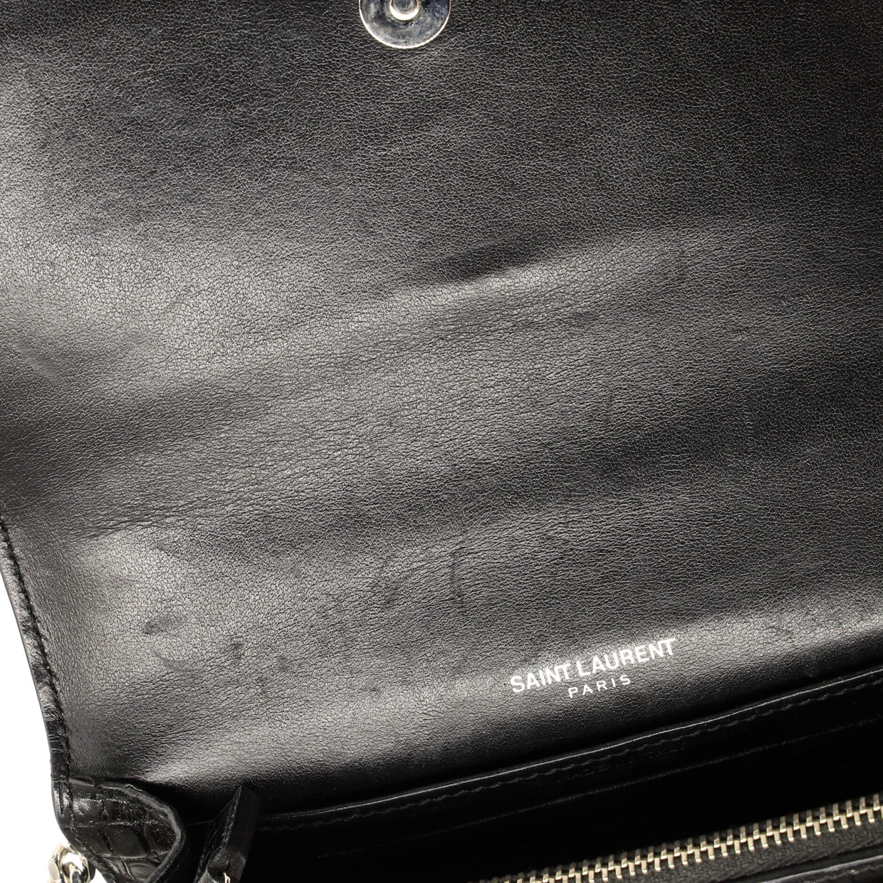 Sunset Chain Wallet Crocodile Embossed Leather - Deep Luxury