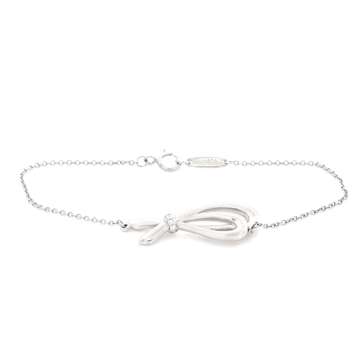 Bow Knot Chain Bracelet 18K White Gold and Diamonds Small - Deep Luxury