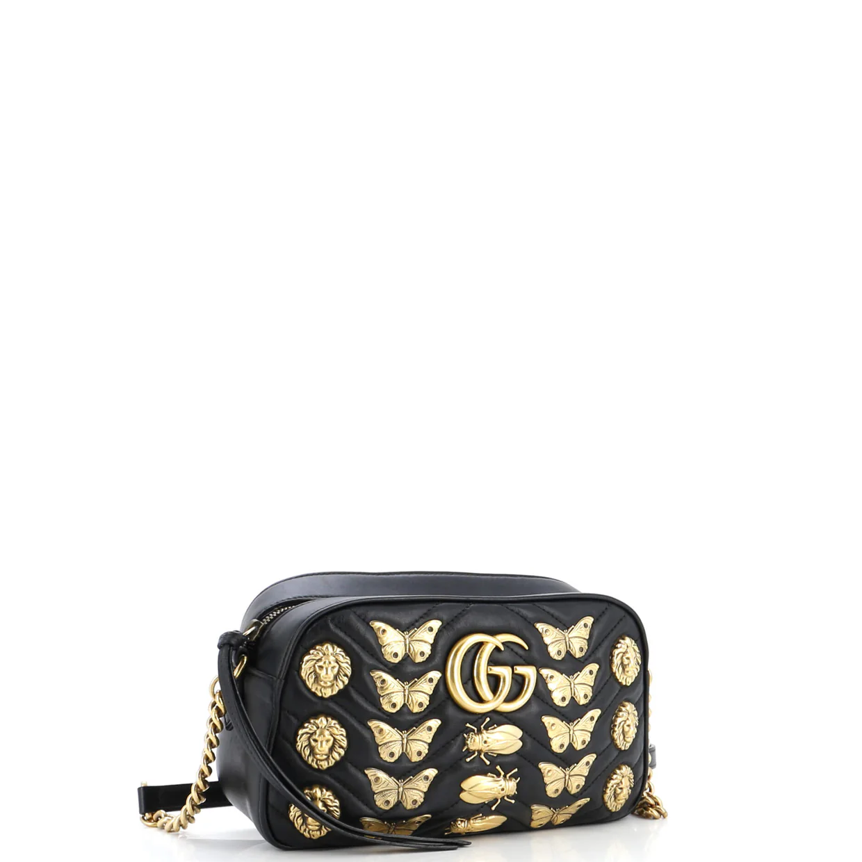 GG Marmont Shoulder Bag Embellished Matelasse Leather Small - Deep Luxury