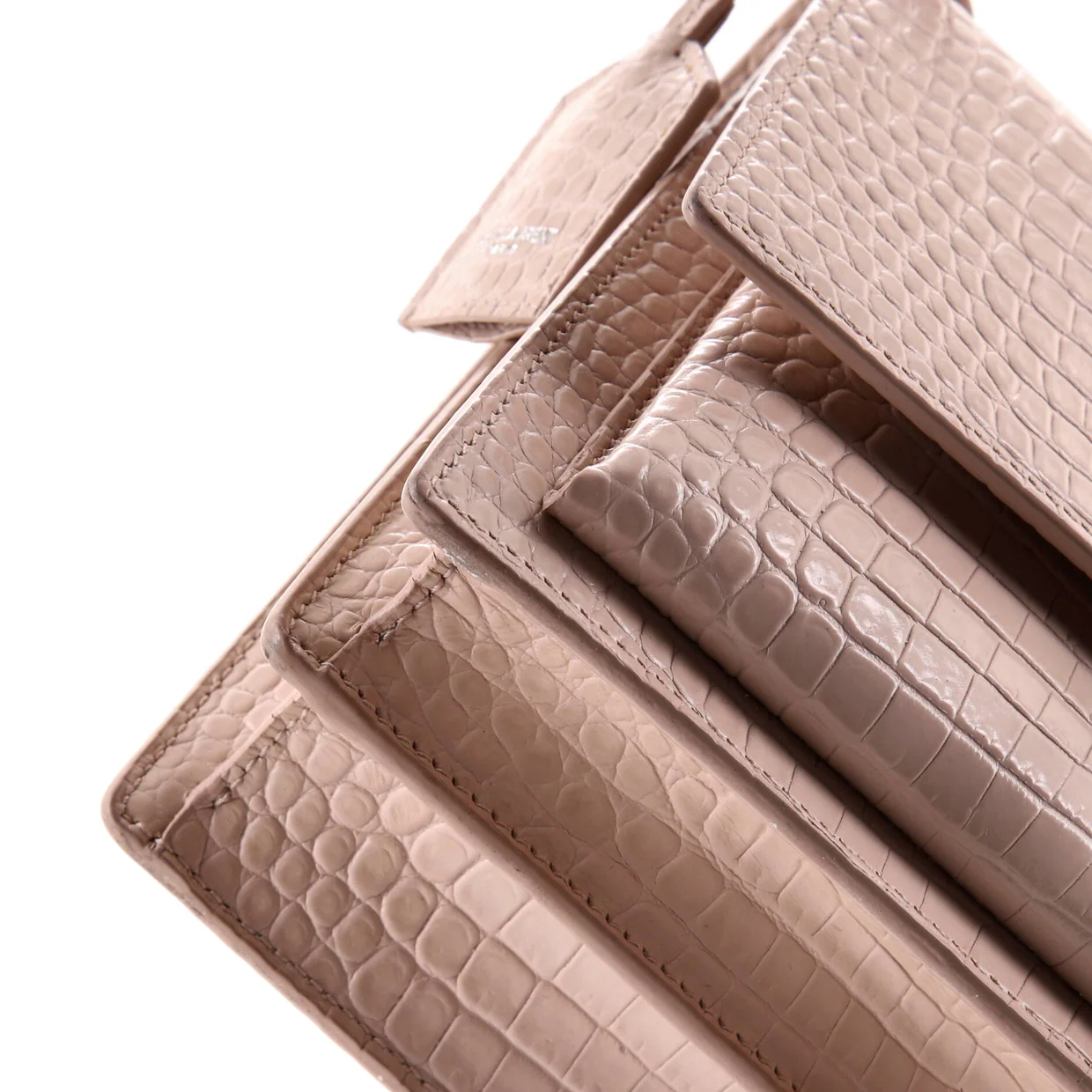 Sunset Crossbody Bag Crocodile Embossed Leather Medium - Deep Luxury