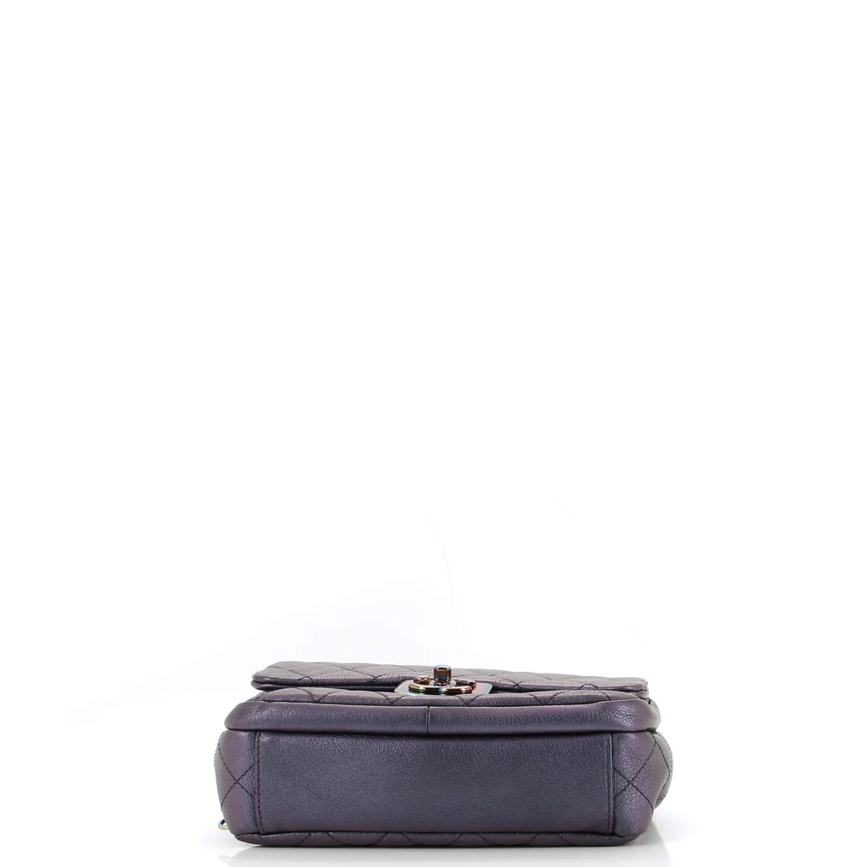 Double Carry Chain Waist Bag Quilted Iridescent Goatskin Small - Deep Luxury