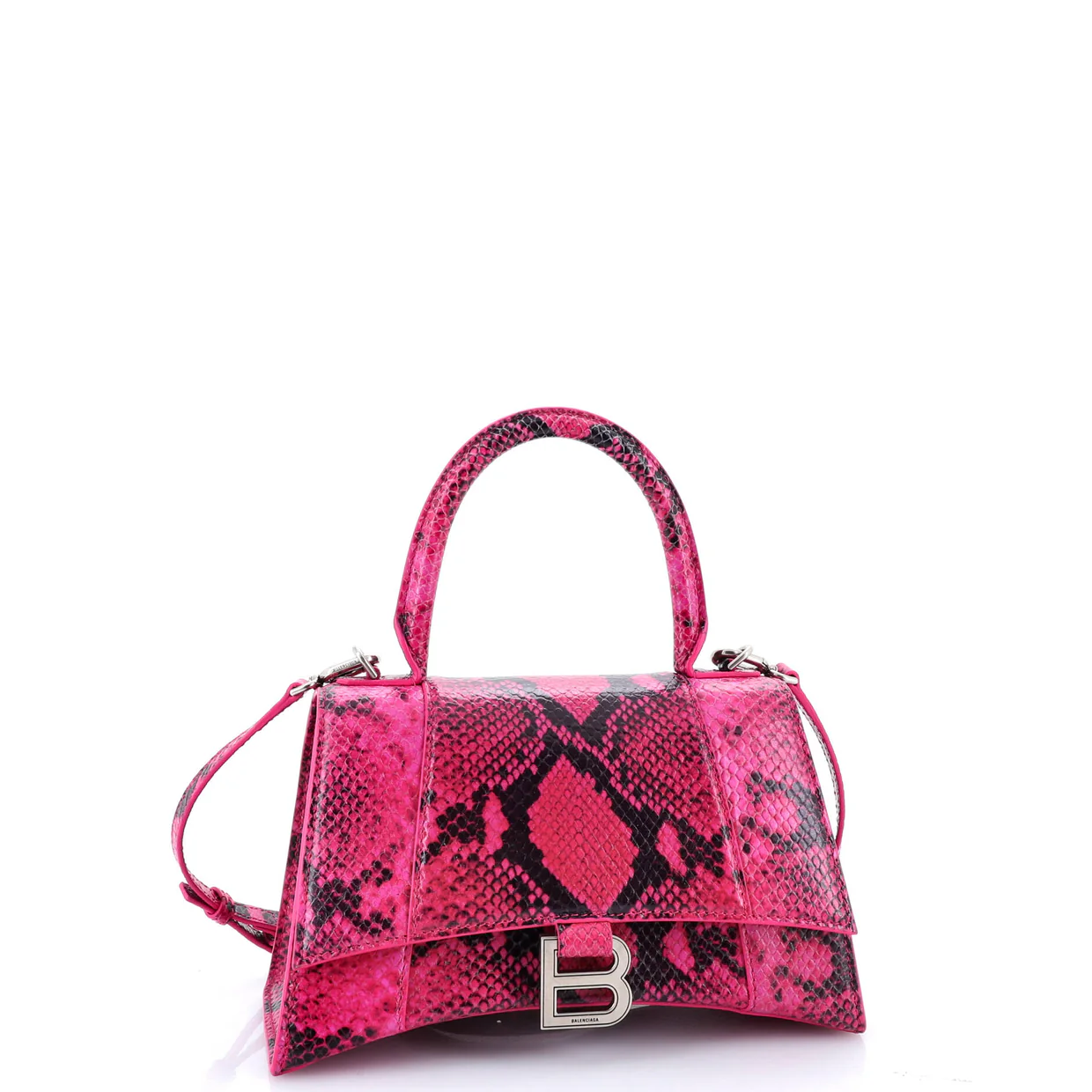 Hourglass Top Handle Bag Python Embossed Leather Small - Deep Luxury