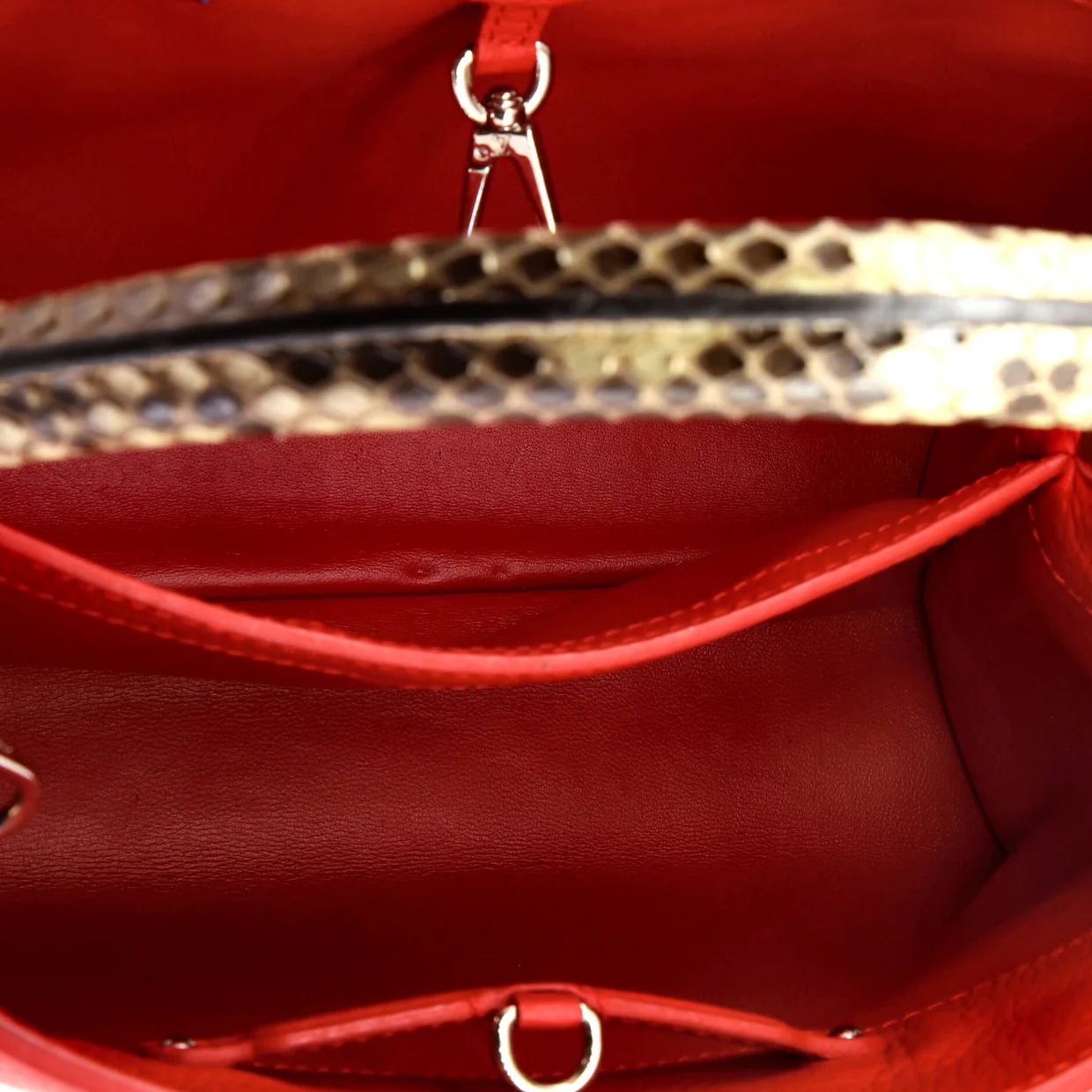 Capucines Bag Leather with Python PM - Deep Luxury