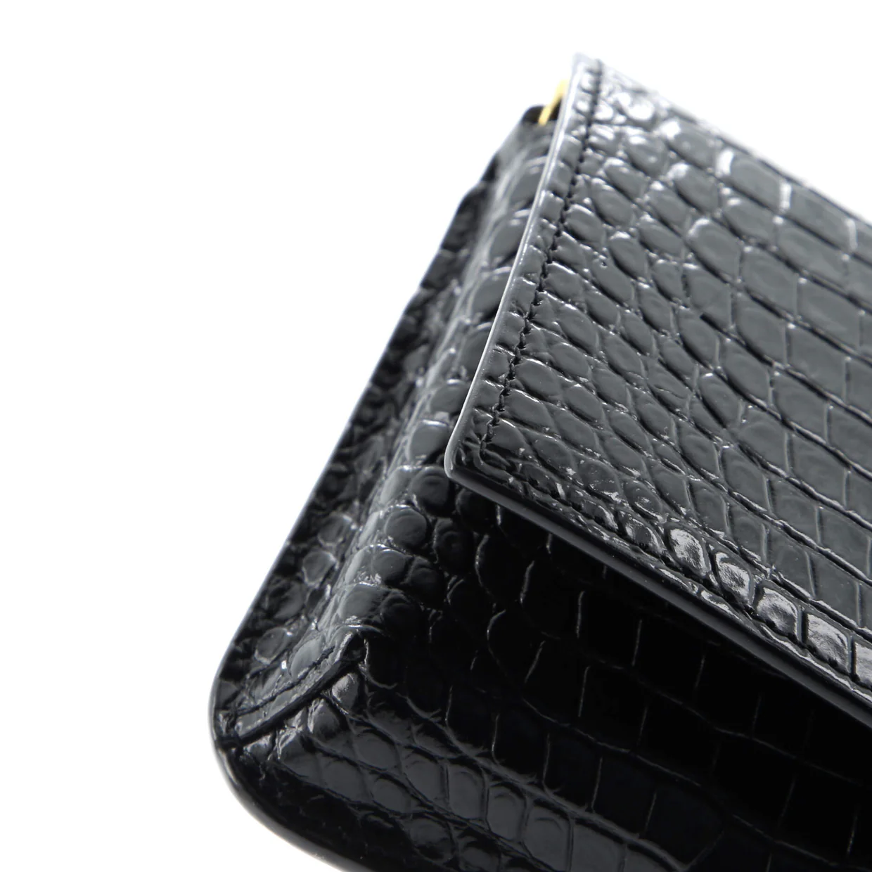 Classic Monogram Phone Holder Shoulder Bag Crocodile Embossed Leather - Deep Luxury