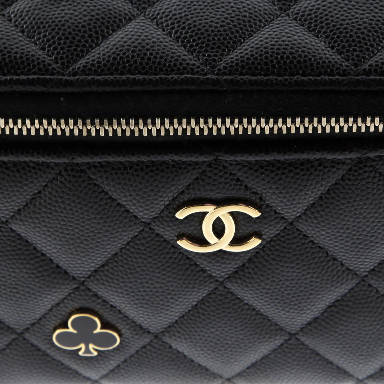 Coco Casino Vanity Case with Chain Quilted Caviar Small - Deep Luxury