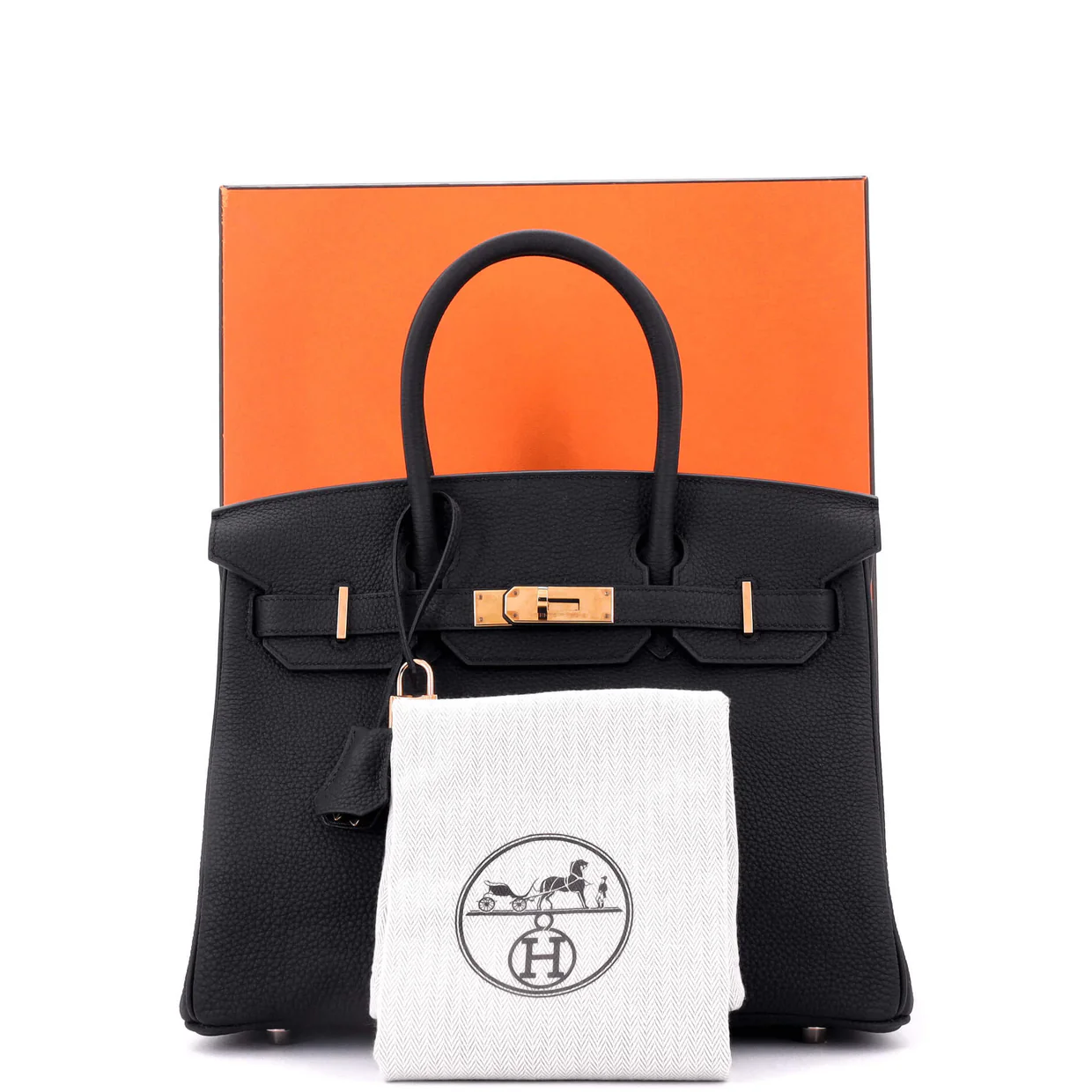 Birkin Handbag Noir Togo with Rose Gold Hardware 30 - Deep Luxury