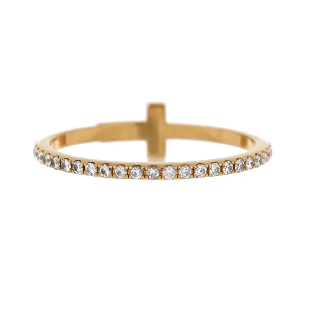 T Wire Band Ring 18K Yellow Gold with Pave Diamonds - Deep Luxury