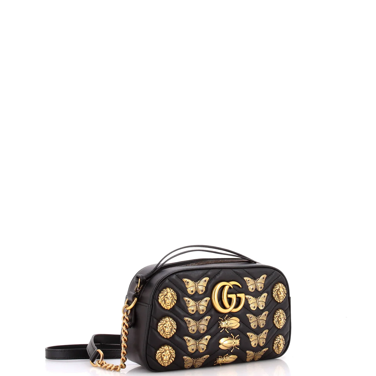 GG Marmont Shoulder Bag Embellished Matelasse Leather Small - Deep Luxury