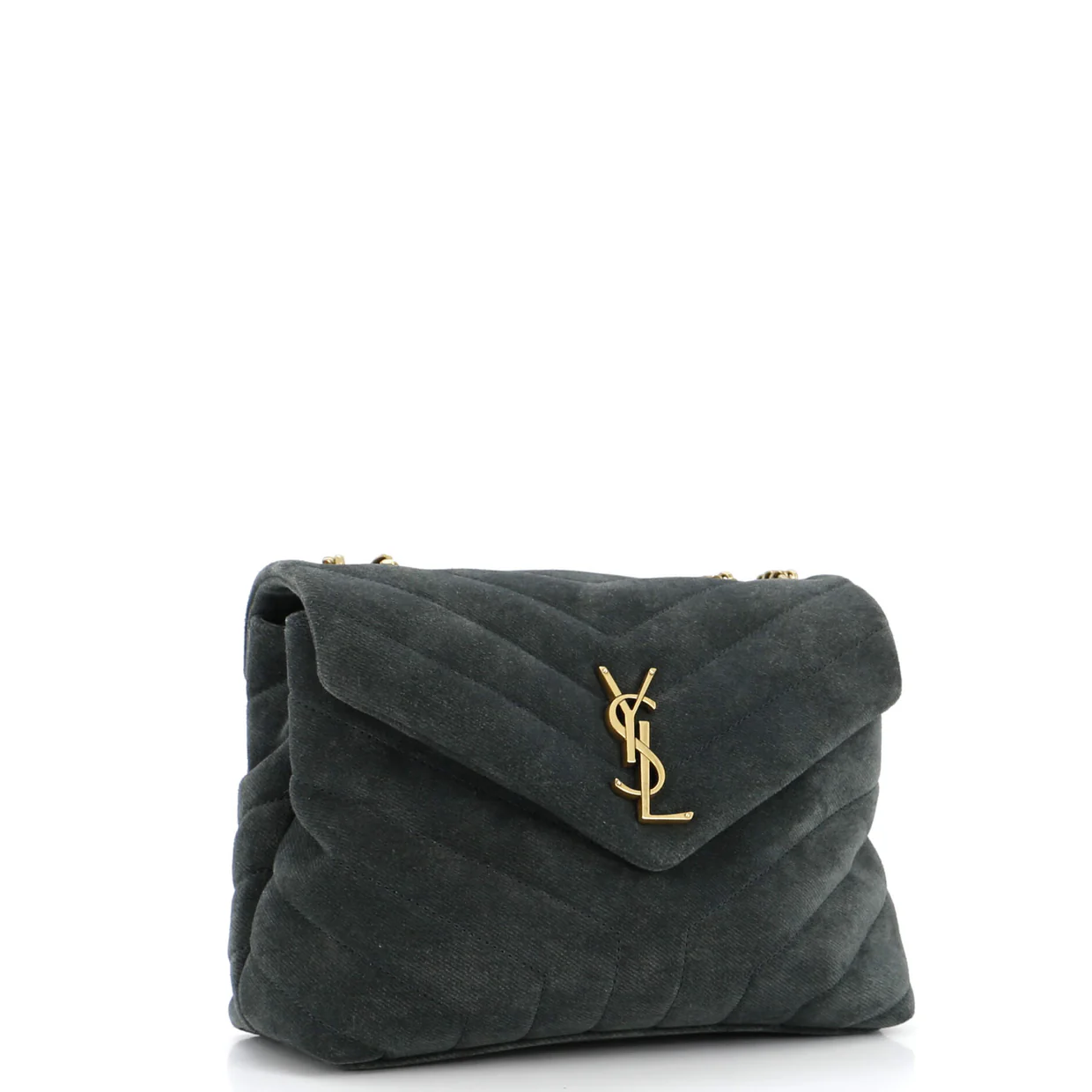 Loulou Shoulder Bag Matelasse Chevron Suede Small - Deep Luxury