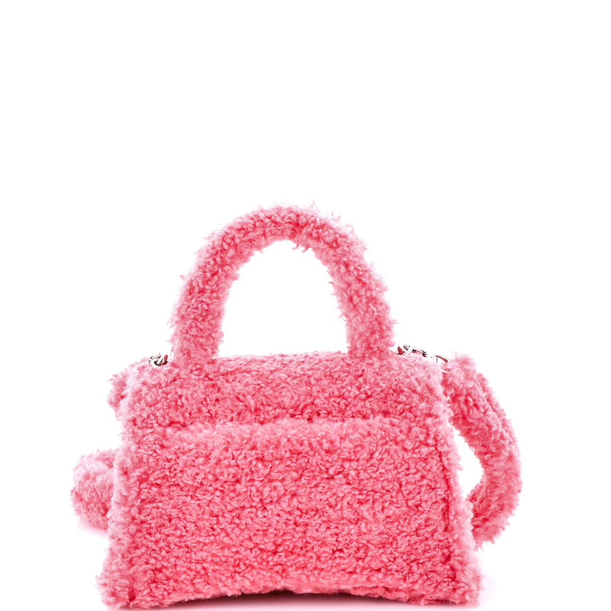 Fluffy Hourglass Top Handle Bag Faux Fur Small - Deep Luxury