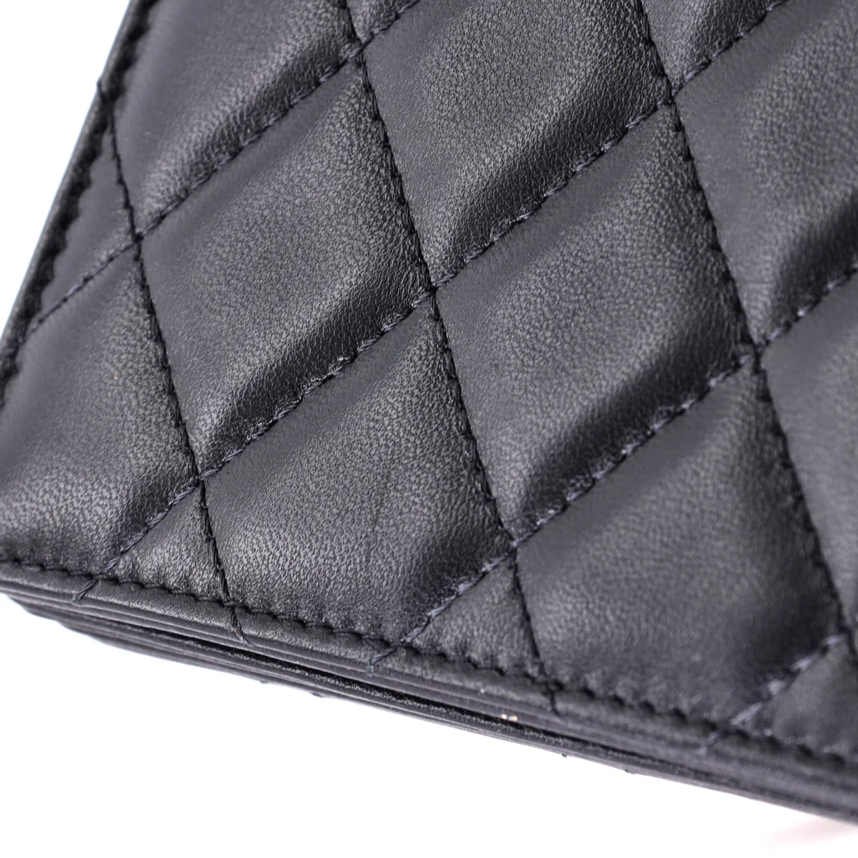 Camellia Bow Flap Card Holder with Chain Quilted Lambskin - Deep Luxury