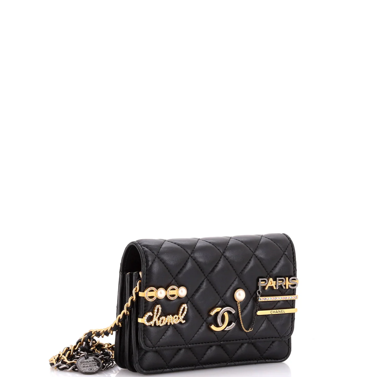 Coco Clips Wallet on Chain Embellished Quilted Lambskin Mini - Deep Luxury